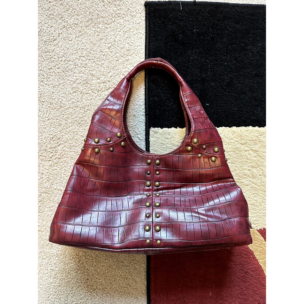 Y2K Mercer & Madison Studded Faux Crocodile Red Hobo Bag